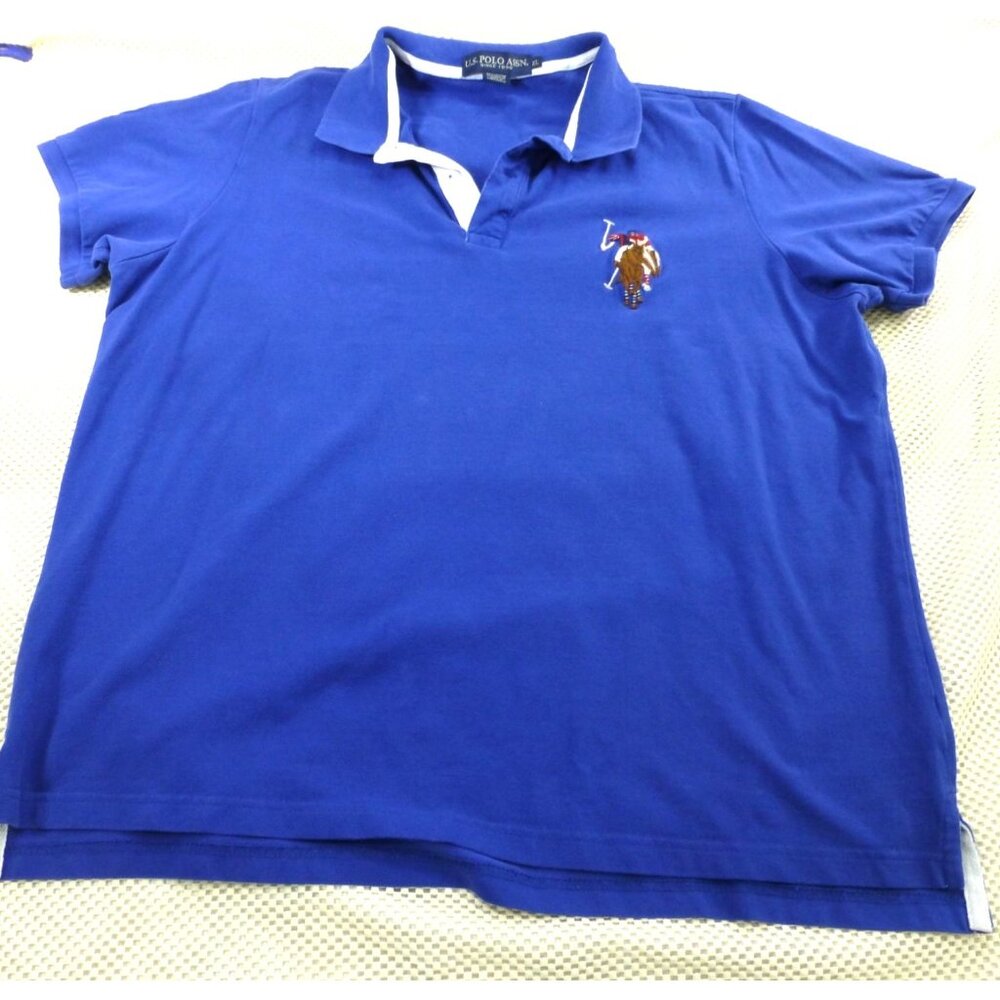 U.S. Polo Assn. XL Blue Polo Shirt‎ With Embroidered Horse & Player